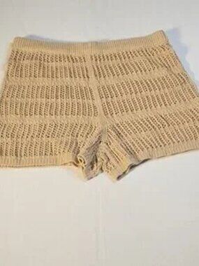 Aerie High Waist Crochet Shorts in Tan